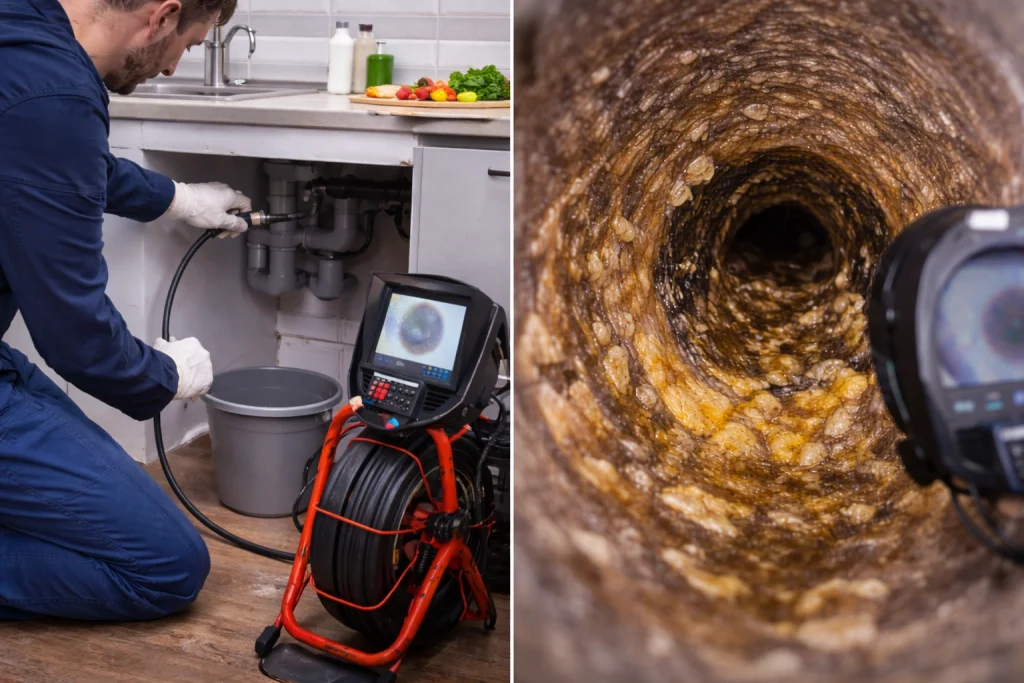 Βουλωμένη Αποχέτευση Κουζίνας - Διάγνωση με Κάμερα
